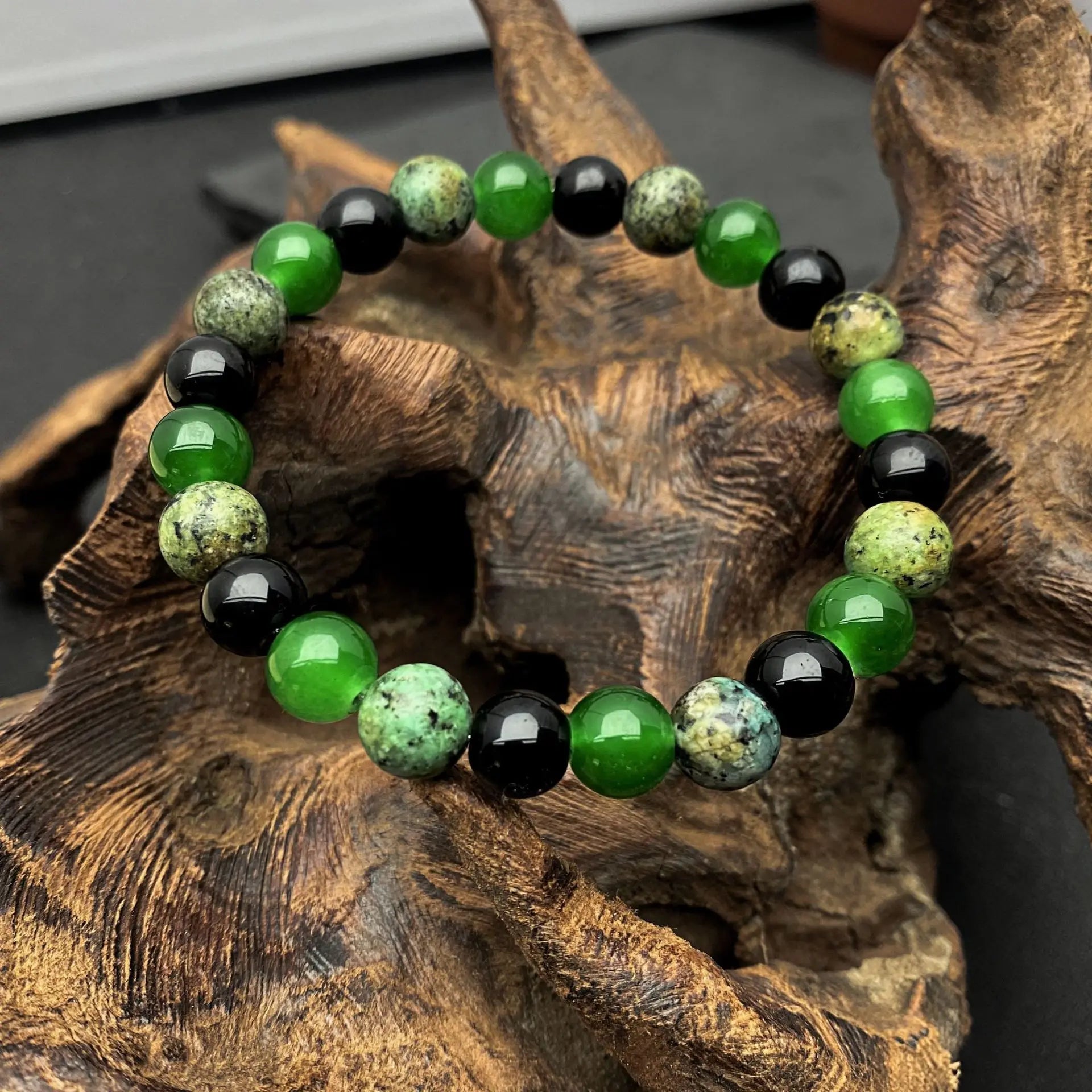 Natural Green Jade Bracelet For Men Balance