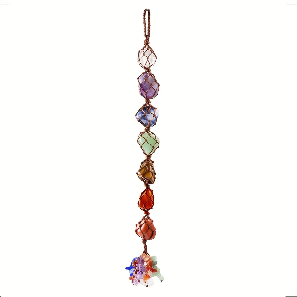 7 Chakras Natural Stone Hanging Ornament – Handcrafted Energy Balancer for Car & Home