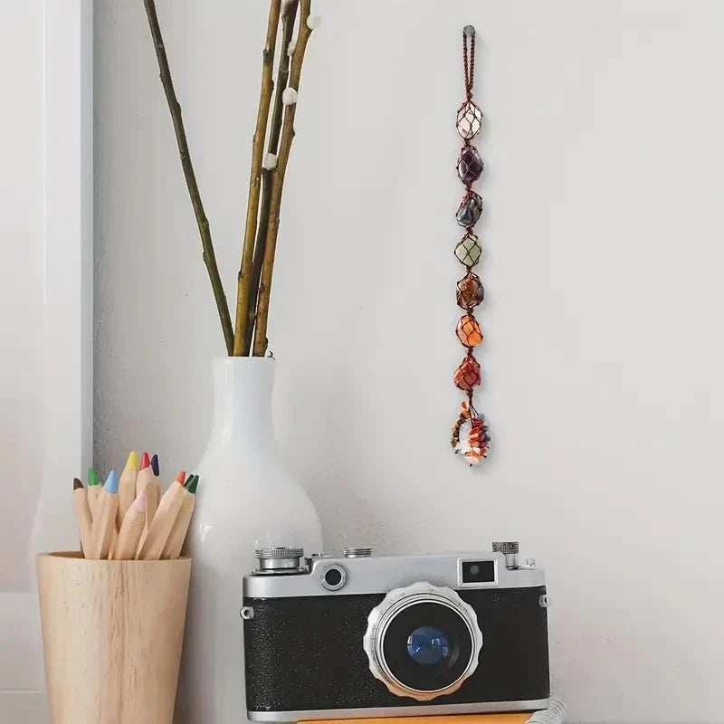 7 Chakras Natural Stone Hanging Ornament – Handcrafted Energy Balancer for Car & Home