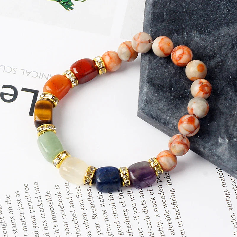 Natural Stone 7 Chakra Tiger Eye Hematite Bracelet