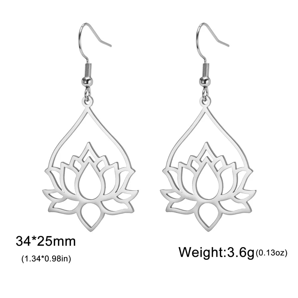 Lotus Drop Earrings - Spiritual Balance Energy