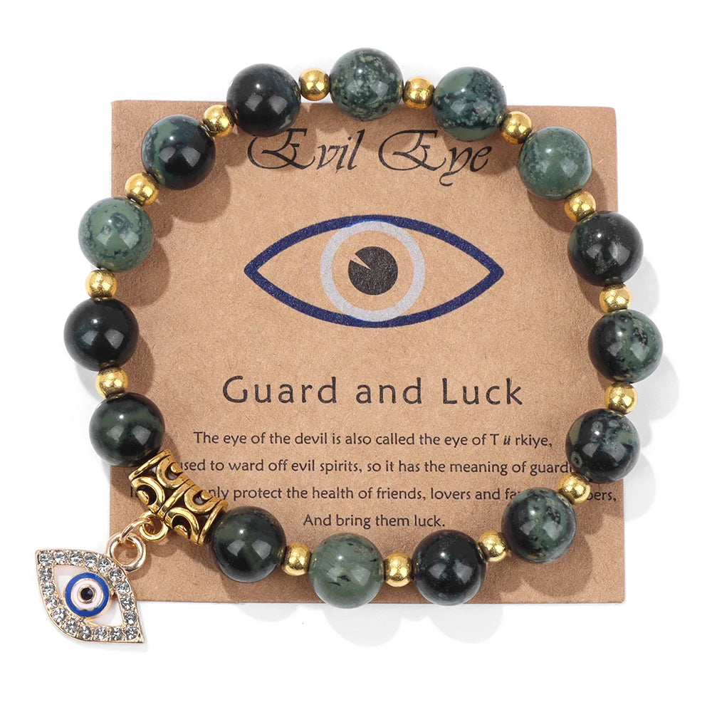 Natural Evil Eye Beads Bracelet Protection Gift For Women