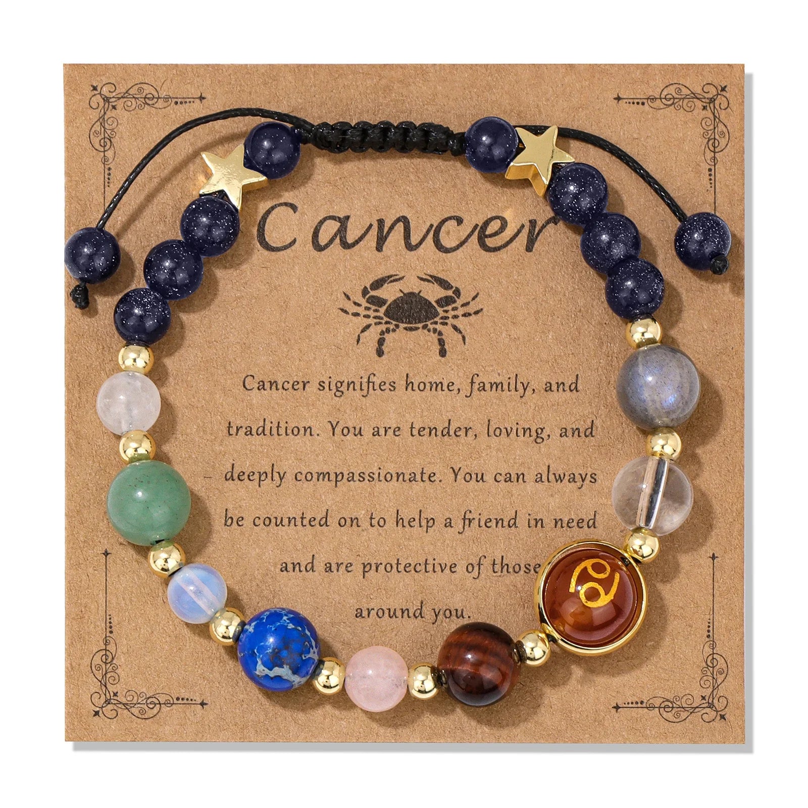 12 Zodiac Signs Natural Stone Bracelet Taurus Cancer Virgo