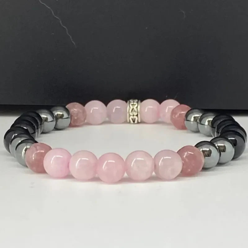 Black Tourmaline Hematite Rose Quartz Lepidolite Bracelet