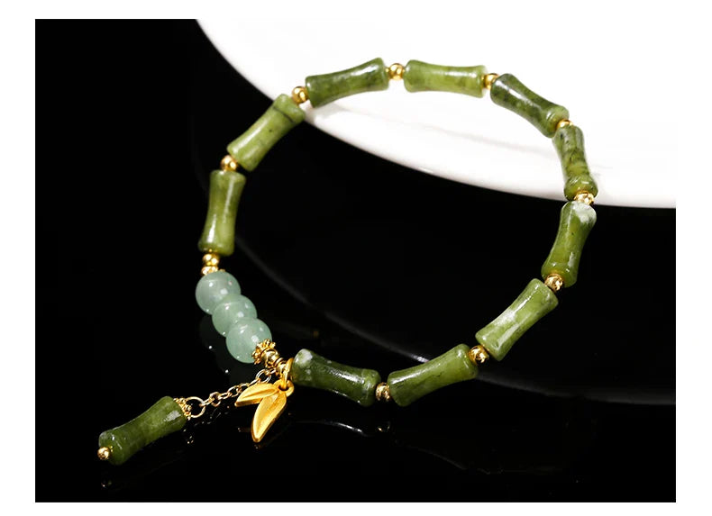 JD Southern Jade Bamboo Leaf Pendant Bracelet Limited
