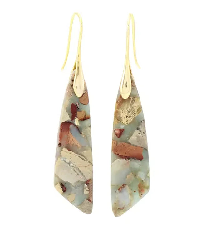 Boho Teardrop Coloured Stone Earrings