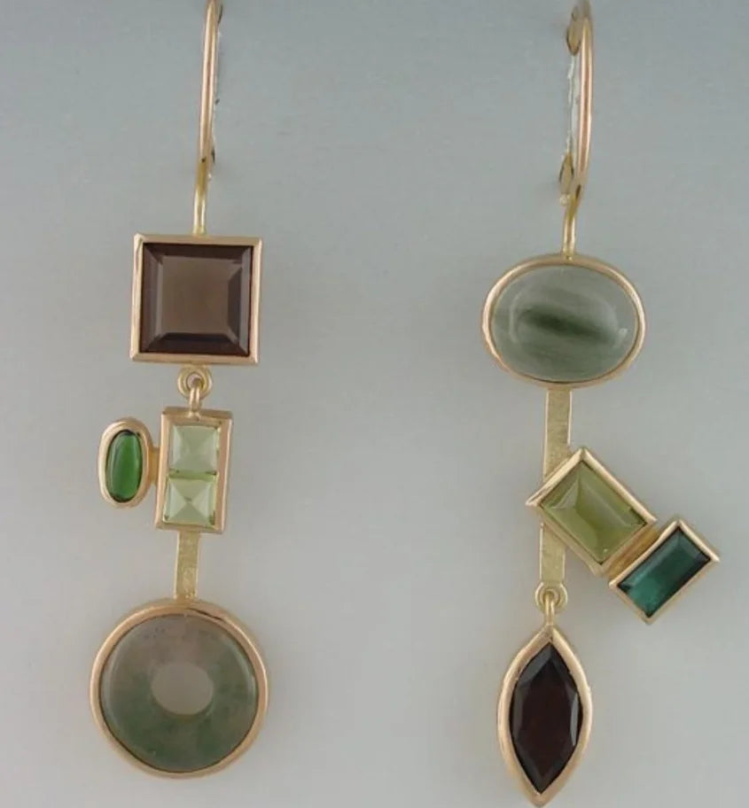 Vintage Stone-Inlaid Earrings