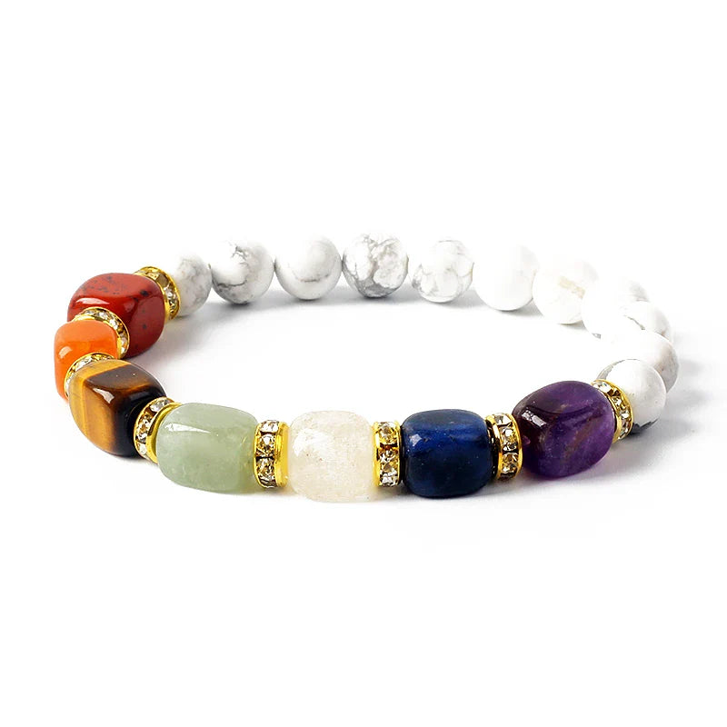 Natural Stone 7 Chakra Tiger Eye Hematite Bracelet