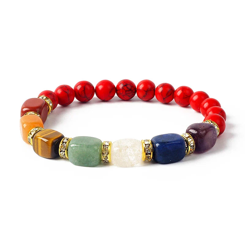 Natural Stone 7 Chakra Tiger Eye Hematite Bracelet