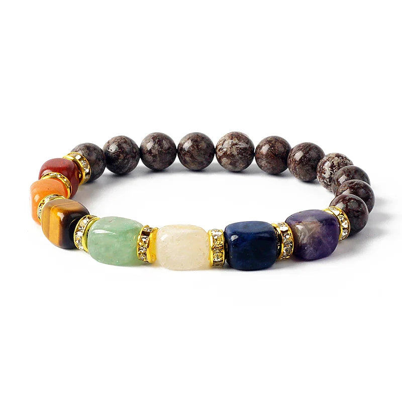 Natural Stone 7 Chakra Tiger Eye Hematite Bracelet