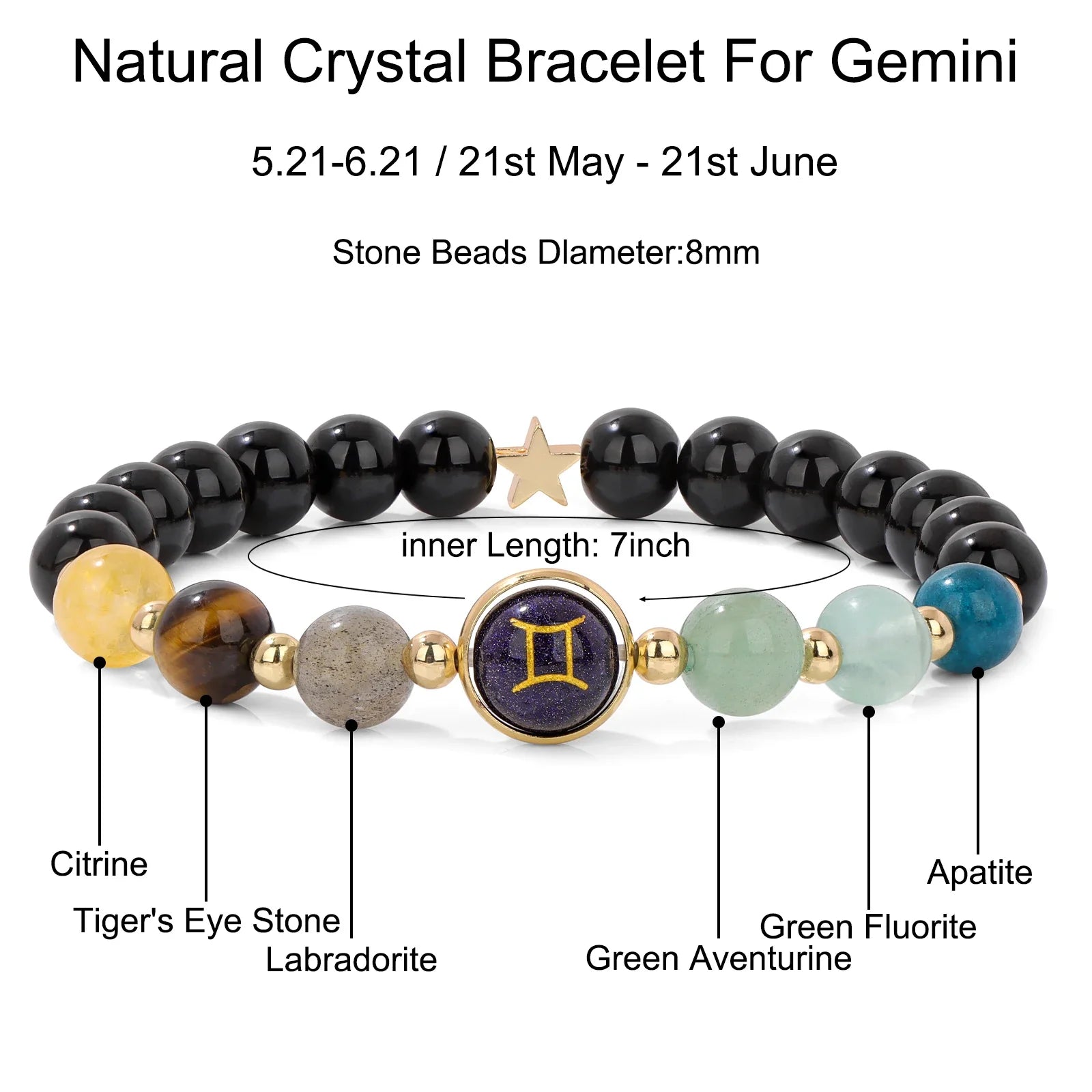 Obsidian Tiger Eye Zodiac Bracelet Balance