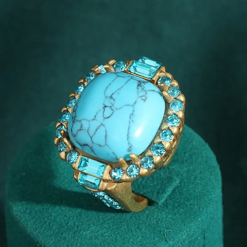 Vintage Art Deco Turquoise Gold Ring