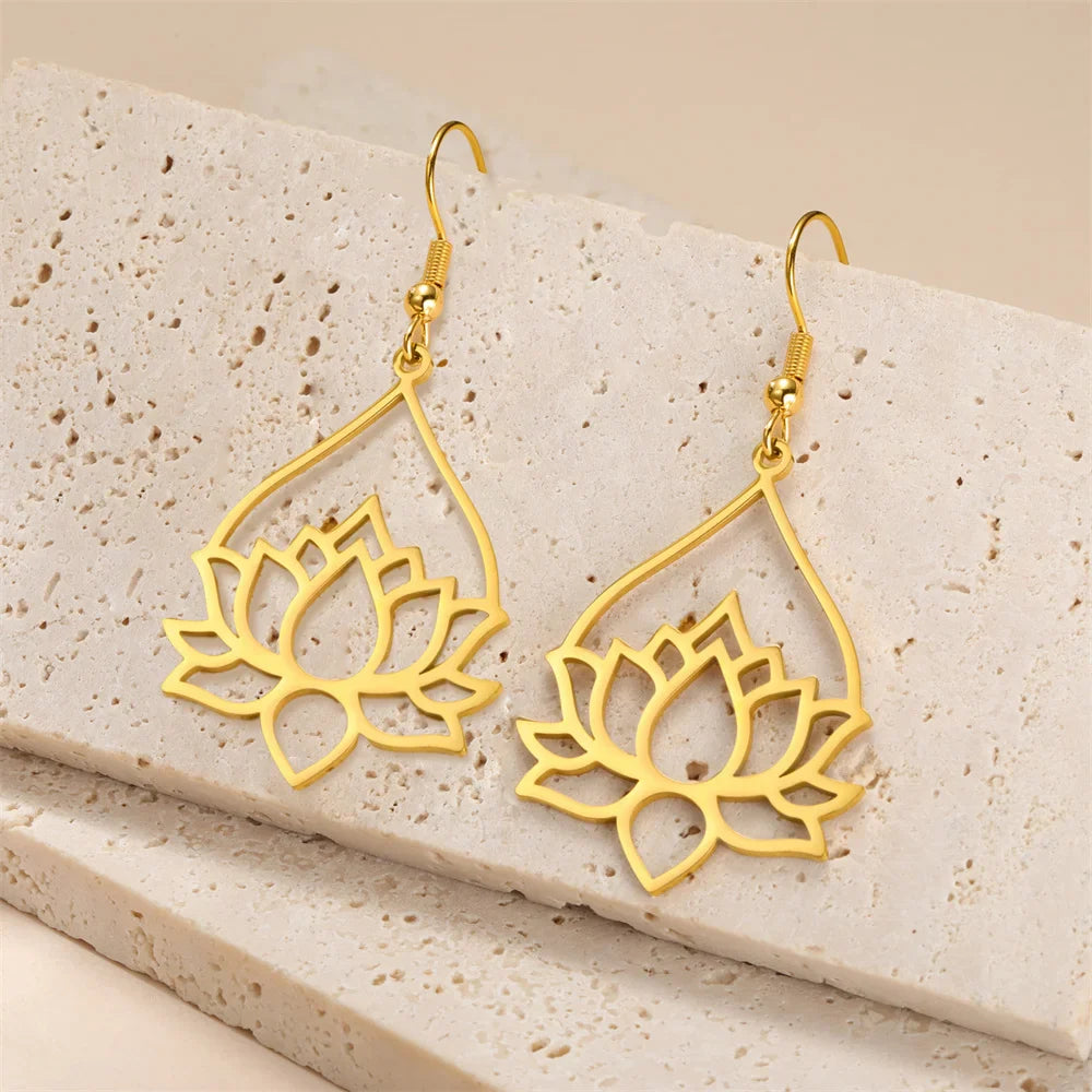 Lotus Drop Earrings - Spiritual Balance Energy