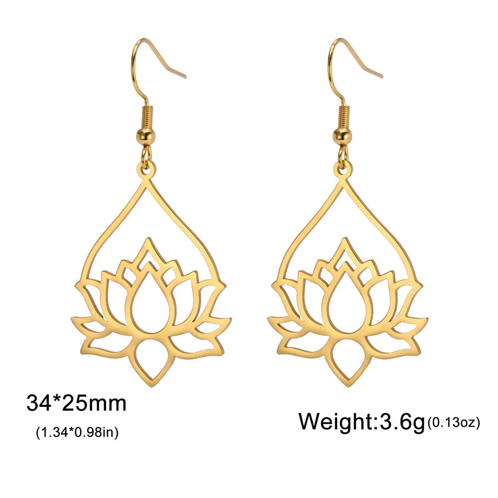 Lotus Drop Earrings - Spiritual Balance Energy