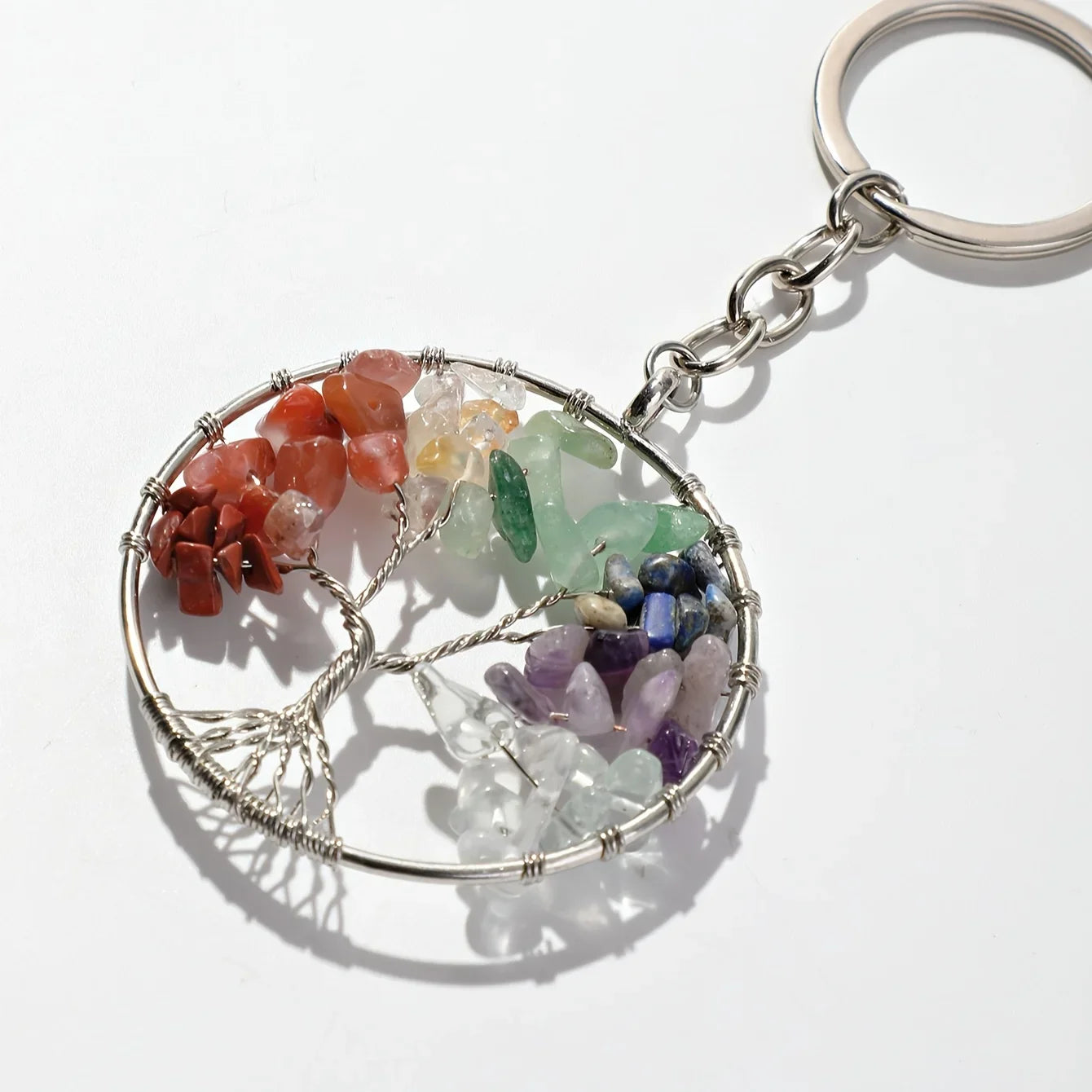 Tree Of Life Gemstone Keychain Protection For Her