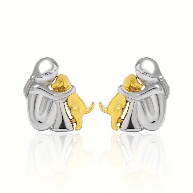 Sweet Two-Tone Hugging Earrings