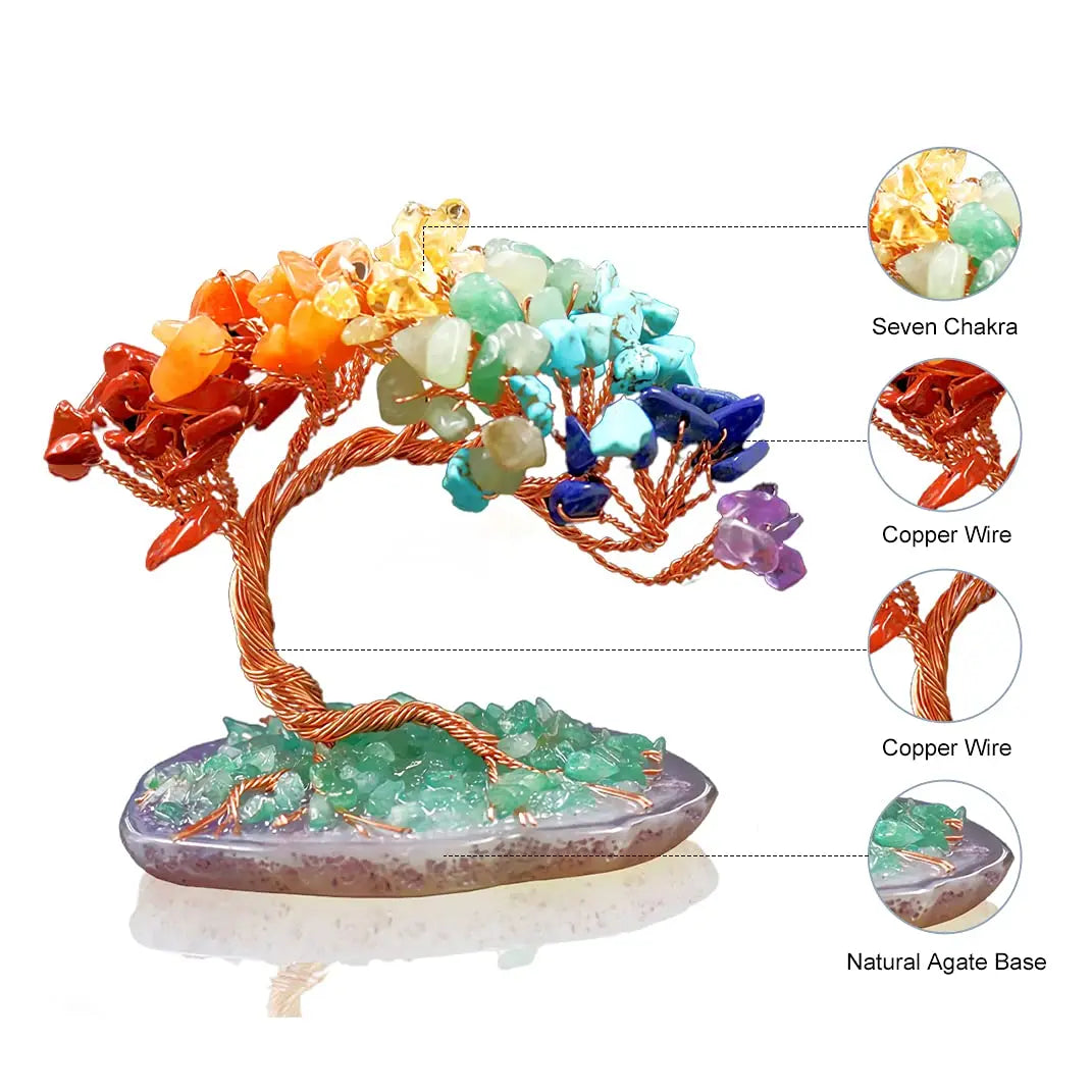 Elegant Handcrafted Natural Agate Crystal Feng Shui Fortune Tree