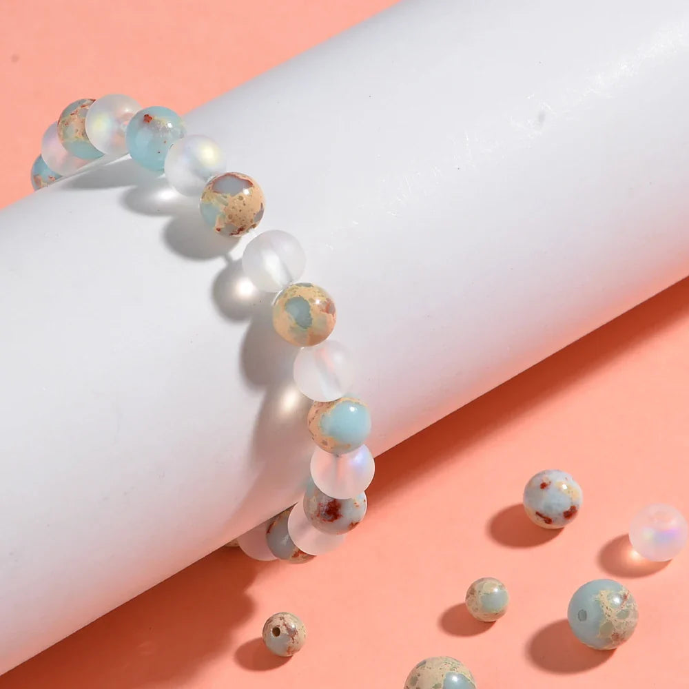 Aura Quartz Ocean Sediment Bracelet Unisex Crystal Jewelry