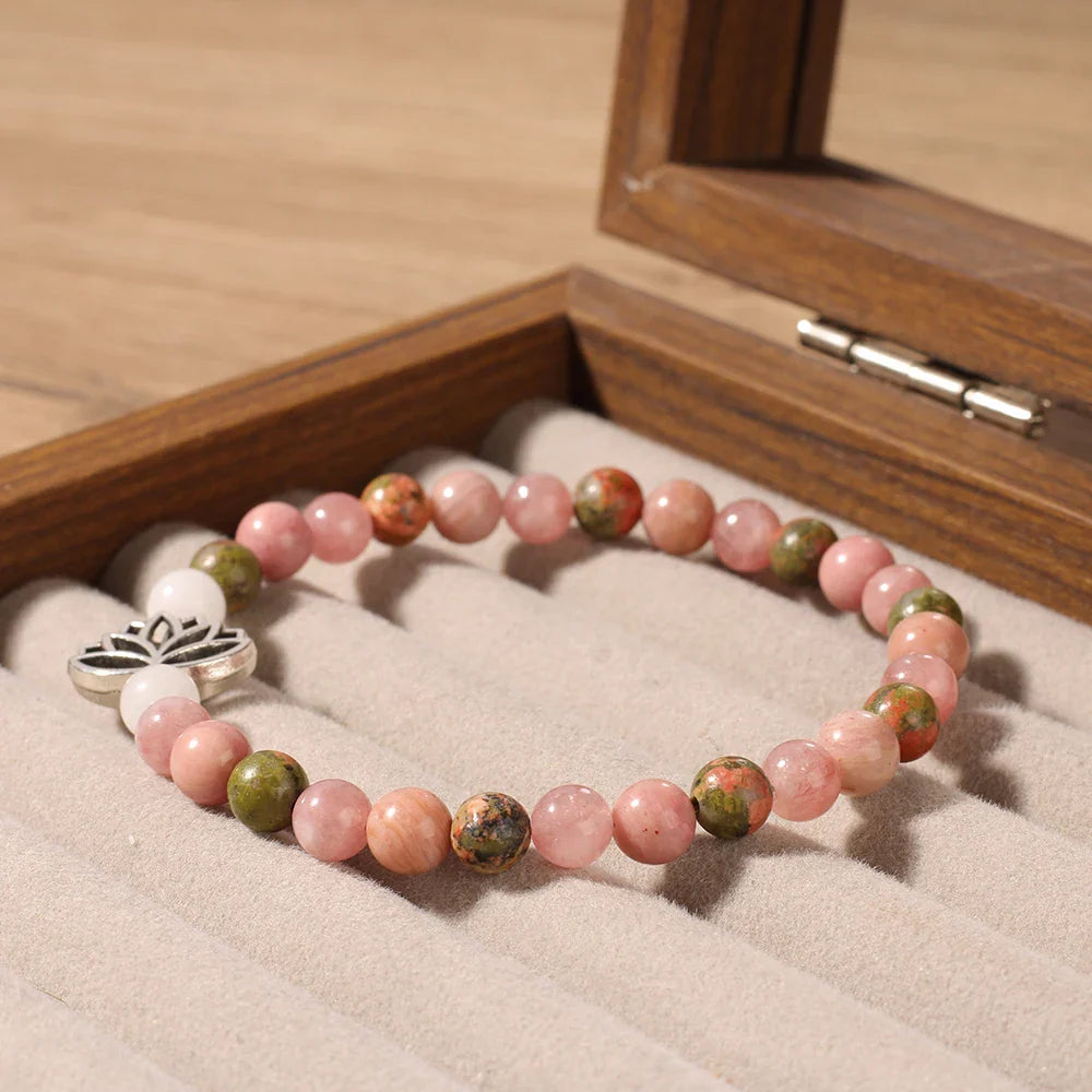 Pink Zebra Jasper 7 Chakra Bracelet Healing