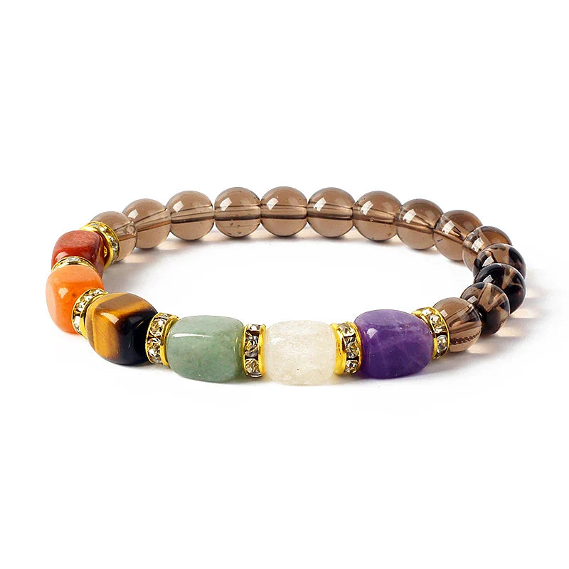 Natural Stone 7 Chakra Tiger Eye Hematite Bracelet