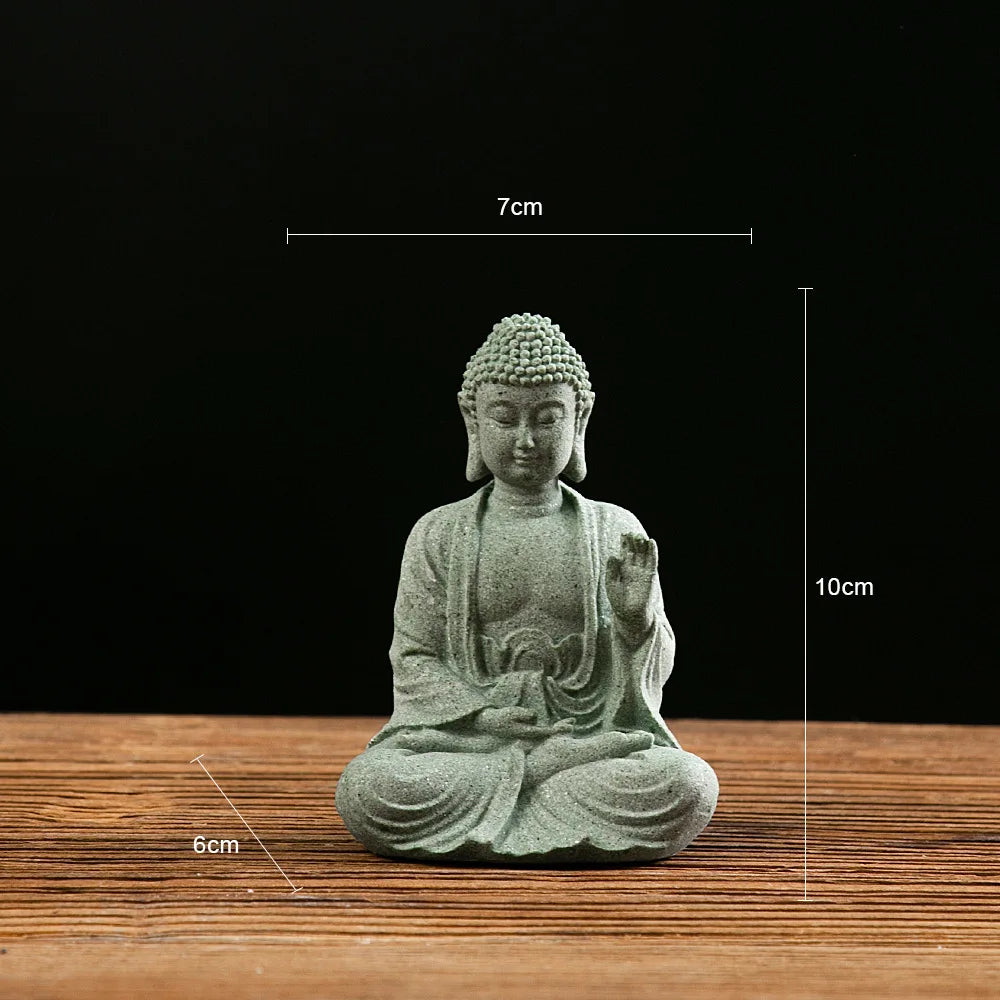 Small Buddha Statue Mini Fish Tank Zen Decor Desk Topper