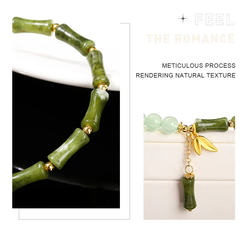 JD Southern Jade Bamboo Leaf Pendant Bracelet Limited