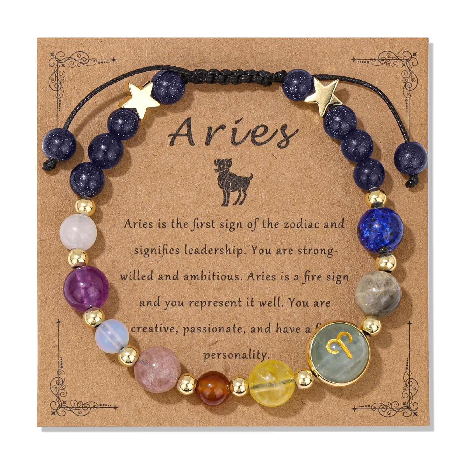 12 Zodiac Signs Natural Stone Bracelet Taurus Cancer Virgo
