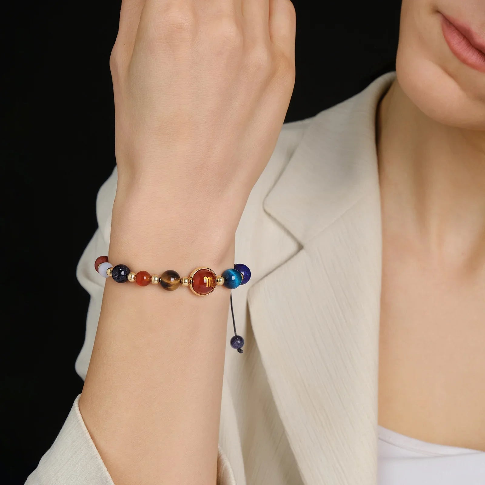 12 Zodiac Signs Natural Stone Bracelet Taurus Cancer Virgo