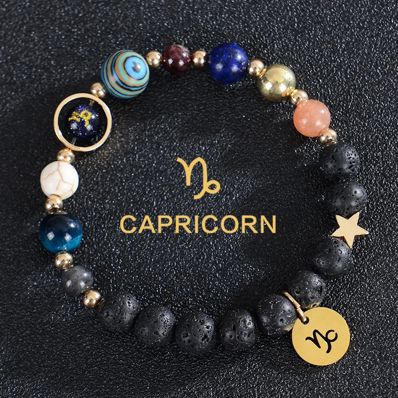 Handcrafted Natural Crystal Zodiac Bracelet For Women