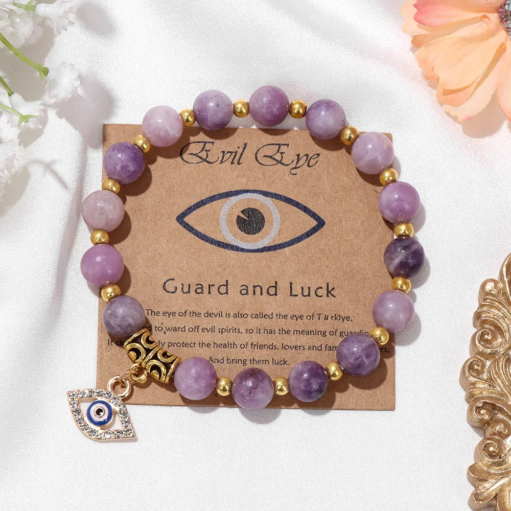Natural Evil Eye Beads Bracelet Protection Gift For Women