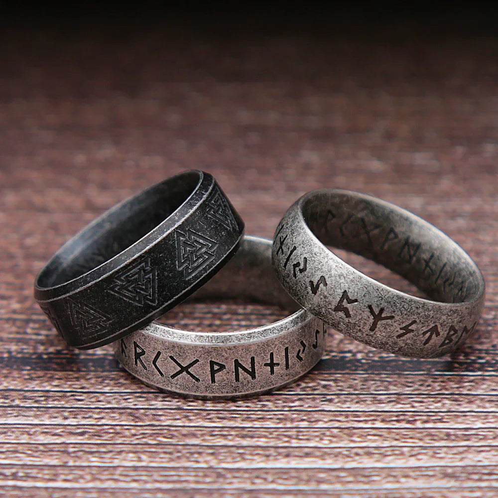 Retro Viking Rune Ring Unisex 316L Stainless Steel Odin