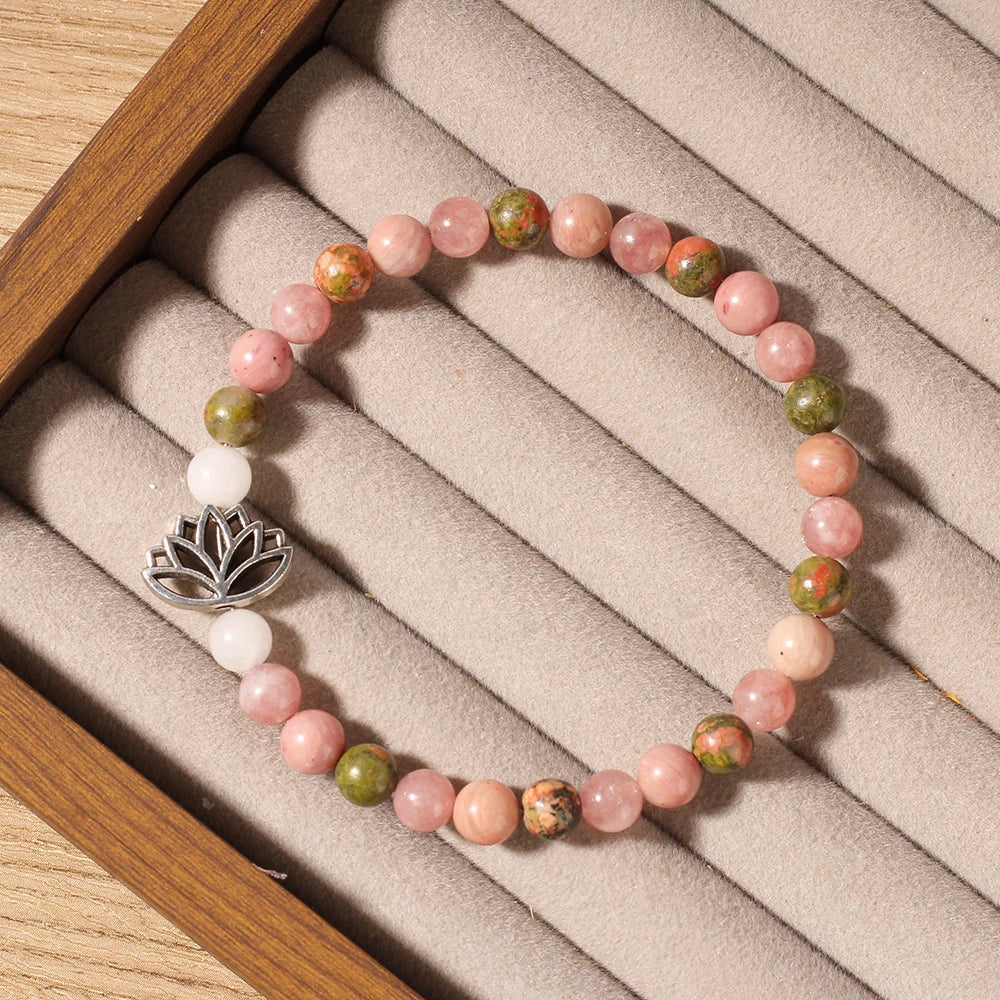 Pink Zebra Jasper 7 Chakra Bracelet Healing