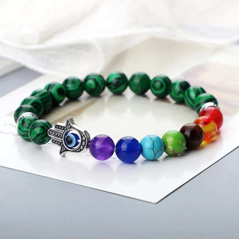 Handcrafted Natural 7 Chakra Tiger Eye Bracelet for Men
