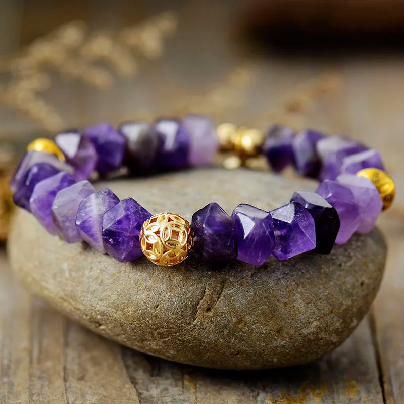 Amethyst Evil Eye Stretch Bracelet