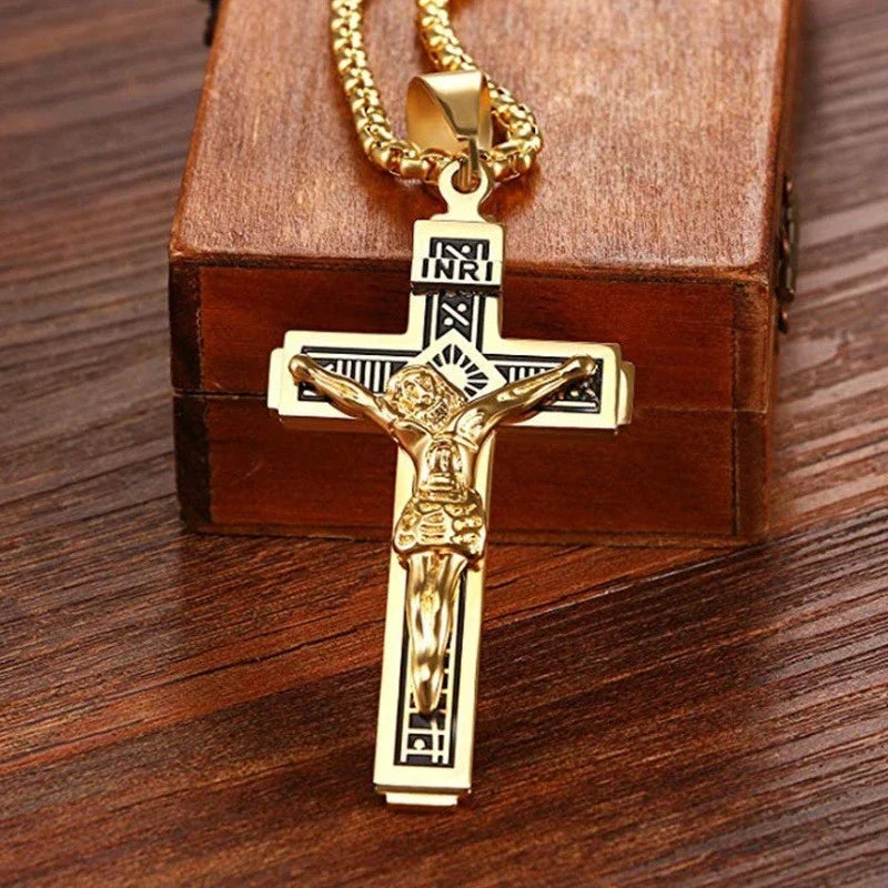 Natural Onyx Cross Pendant For Men Protection