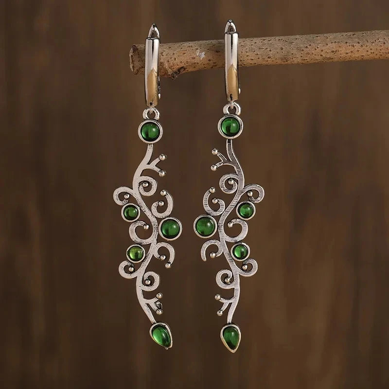 Charm Green Flower Earrings