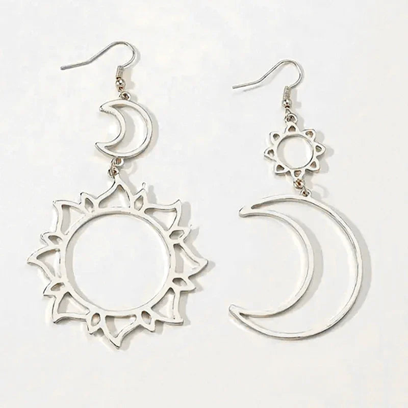 Moon Sun Asymmetric Earrings