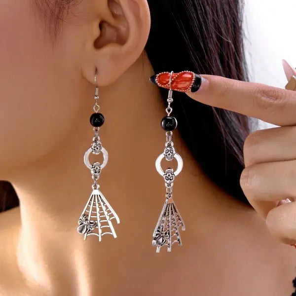 Vampire Bat Red Crystal Earrings