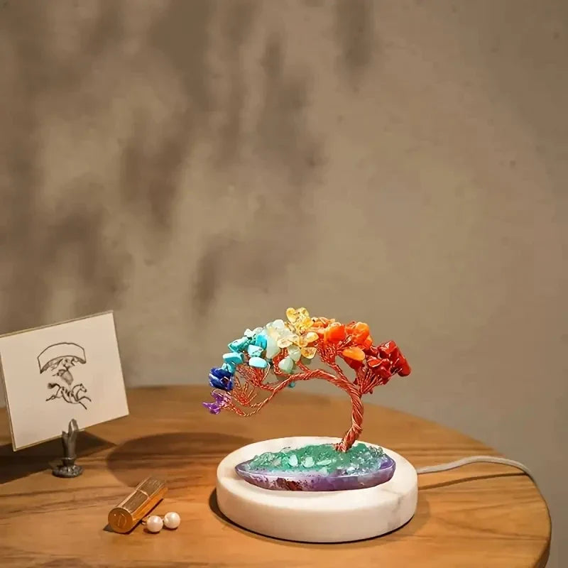 Elegant Handcrafted Natural Agate Crystal Feng Shui Fortune Tree