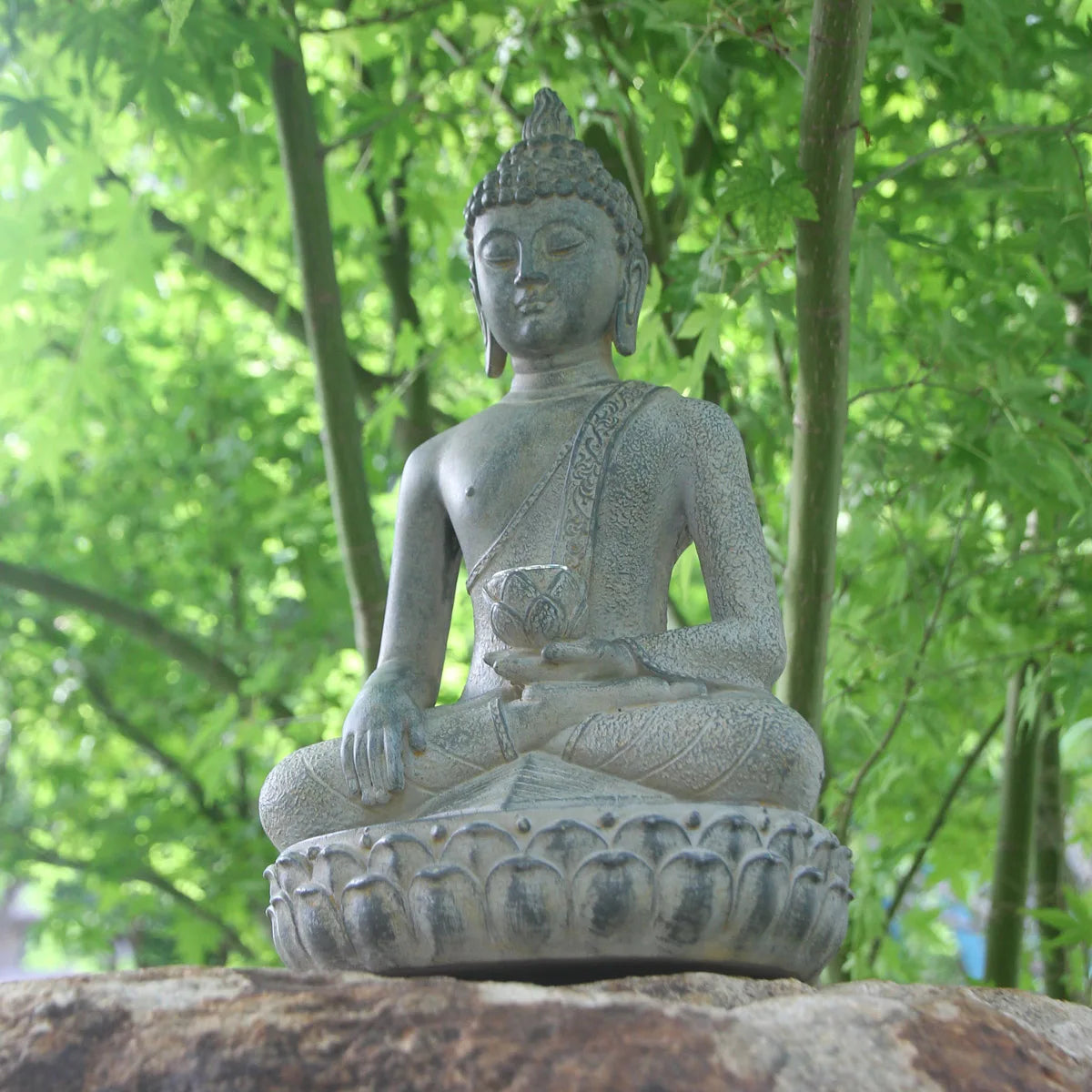 Zen Inspired Solar Buddha Statue With Light Resin Decor