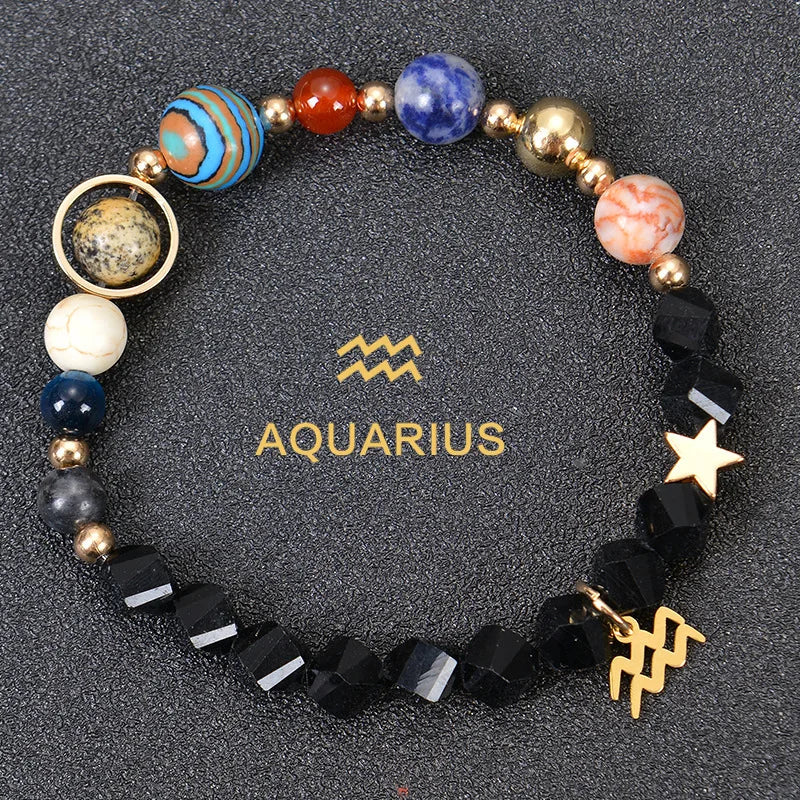 Handcrafted Natural Crystal Zodiac Bracelet For Women