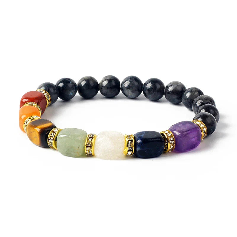 Natural Stone 7 Chakra Tiger Eye Hematite Bracelet