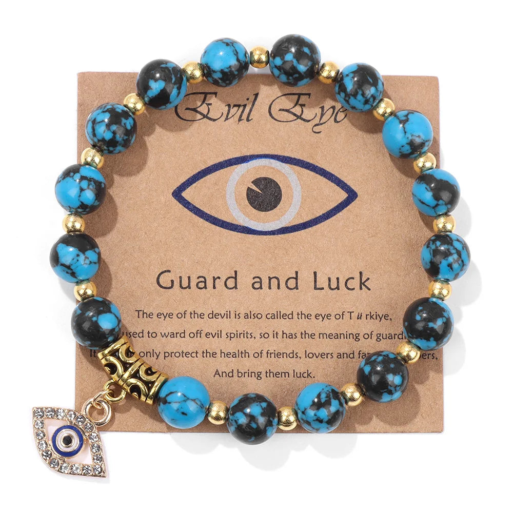 Natural Evil Eye Beads Bracelet Protection Gift For Women