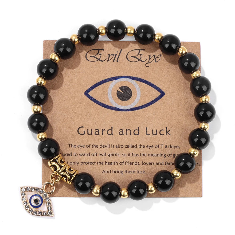 Natural Evil Eye Beads Bracelet Protection Gift For Women