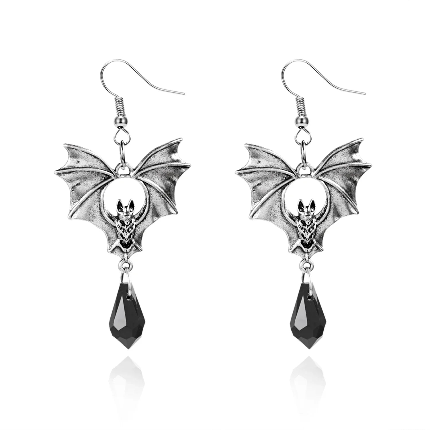 Vampire Bat Red Crystal Earrings