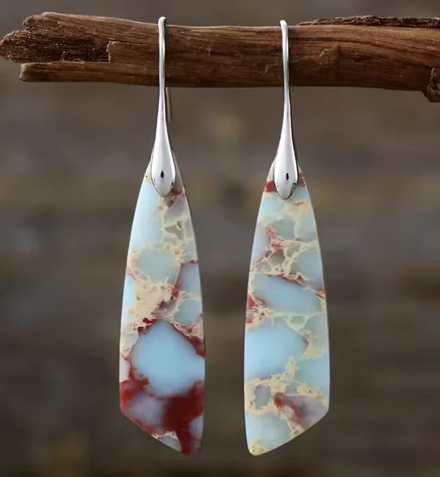 Boho Teardrop Coloured Stone Earrings