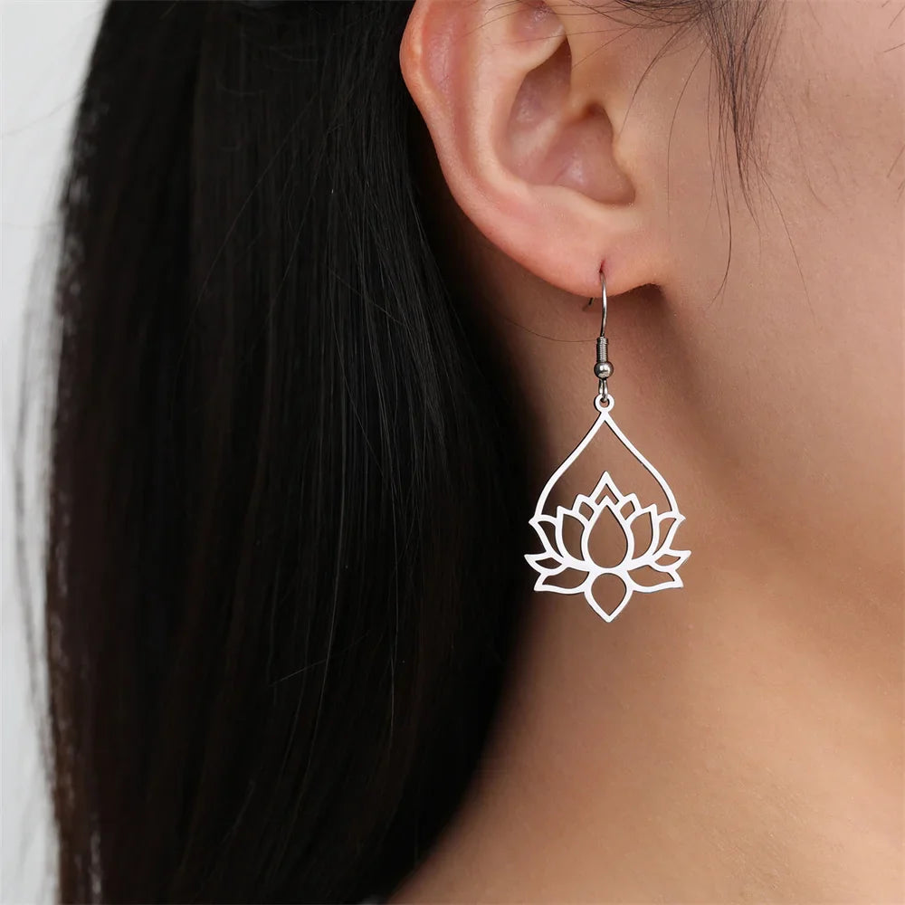 Lotus Drop Earrings - Spiritual Balance Energy