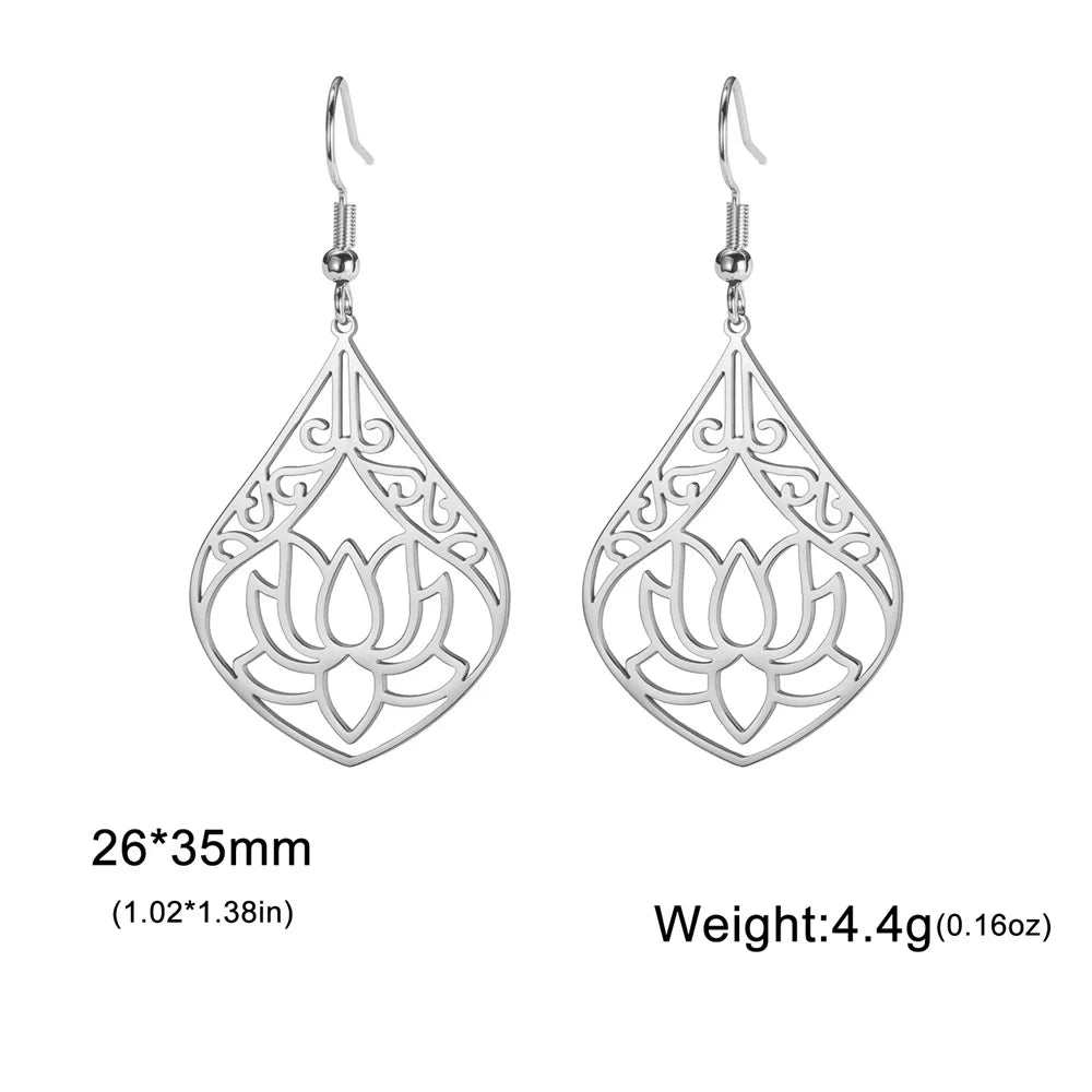 Lotus Drop Earrings - Spiritual Balance Energy