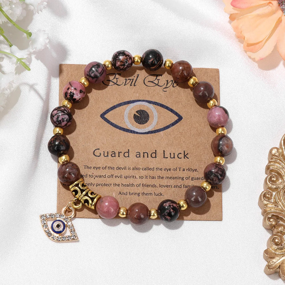 Natural Evil Eye Beads Bracelet Protection Gift For Women