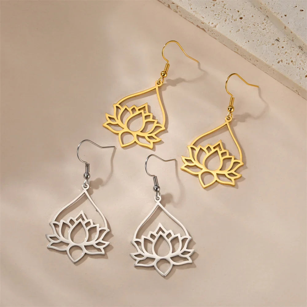 Lotus Drop Earrings - Spiritual Balance Energy